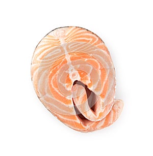 Raw Salmon Steak Isolated