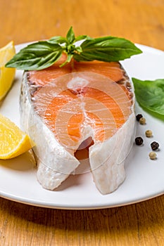Fresh and Raw Salmon Steak