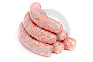 Raw sausages isolated background