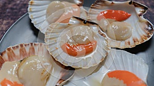 raw scallops ready to be put in the oven