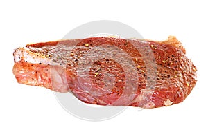 Raw seasoned round steak