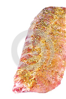 Raw seasoned spare ribs