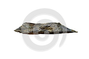 Raw serpentine mineral in metamorphic rock isolated on white background. Serpentinite rock.