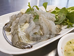 Raw shrimp in fish sauce