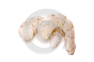 Raw Shrimp on a White Background