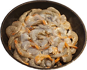 Raw shrimps waiting for fried