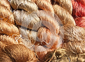 Raw silk thread.