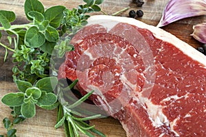 Raw Sirloin Steak with Herbs