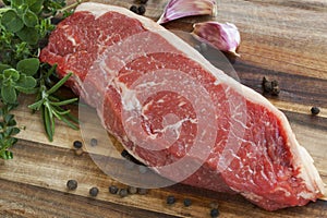 Raw Sirloin Steak with Herbs