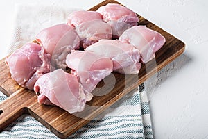 Raw skinless  chicken meat on white background