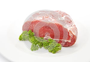 Raw sliced of beef meat or rib eye steak