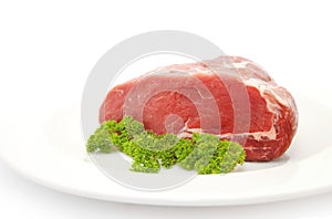 Raw sliced of beef meat or rib eye steak