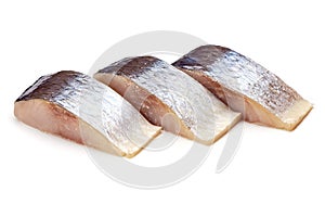 Raw sliced mackerel isolated on white background