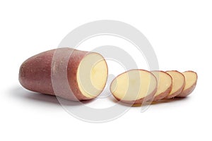 Raw sliced Roseval potato