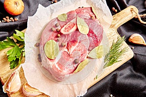 Raw slices meat