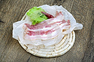 Raw sloced bacon