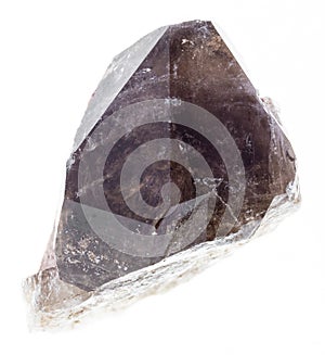 raw smoky quartz (morion) crystal on white