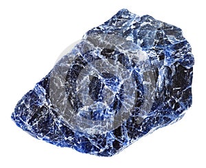 Raw Sodalite gemstone isolated on white