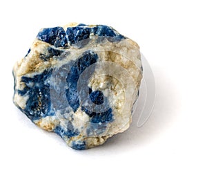 Raw sodalite on white background