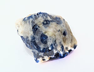 Raw sodalite on white background