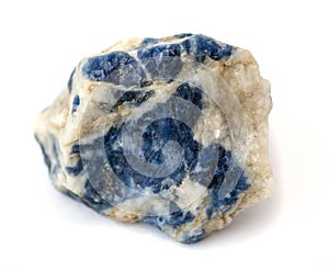 Raw sodalite on white background