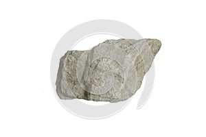 Raw sodium feldspar Na Feldspar rock stone isolated on white background. feldspathic rock, Ceramic industrial.