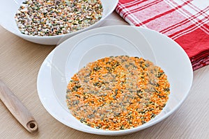 Raw soup of cereals and legumes