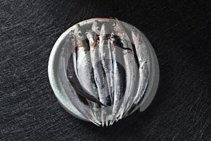 Raw spanish boquerones, anchovies typical in Spain