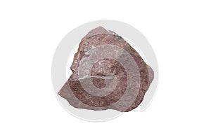 Raw specimen of Pink Arkosic Sandstone rock isolated on white background.