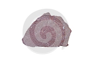 Raw specimen of Pink Arkosic Sandstone rock isolated on white background.