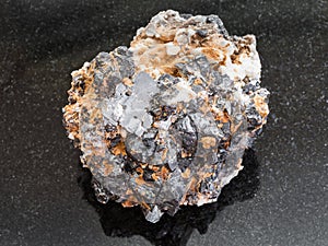 Raw Sphalerite with Galena ore on dark background