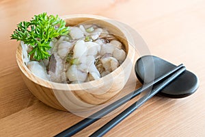 Raw squid mixed with wasabi , Japanese food Tako wasabi photo