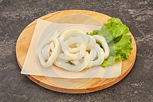 Raw squid rings for cooking