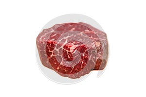 Raw steak Chateaubriand Filet Mignon of beef lying on a white