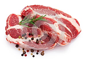 Raw steak meat on white background
