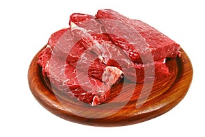Raw steak over on plate