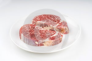 Raw steak on a plate