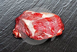 Raw steak top view