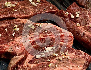 Raw steaks