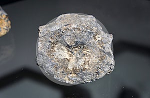 Raw stibnite rock stone, antimonite, a sulfide mineral.