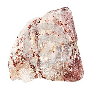 raw strawberry quartz mineral isolated on white