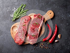 Raw striploin steak