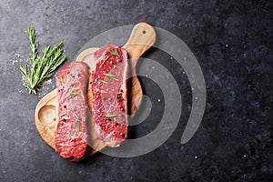 Raw striploin steak