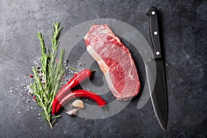 Raw striploin steak