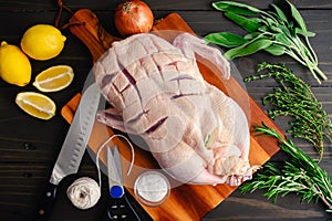 Prepping a Christmas Roast Duck