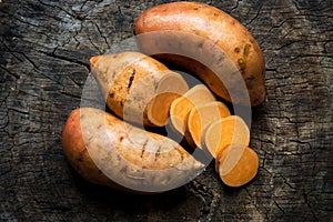 Raw sweet potatoes