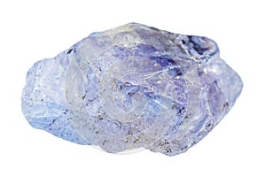 raw tanzanite crystal isolated on white