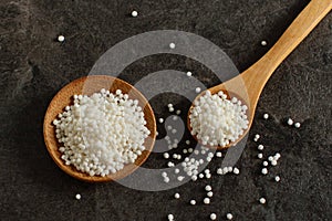 Raw tapioca pearls on a table