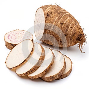 Raw Taro and Sliced