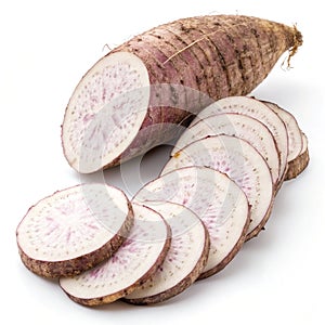 Raw Taro and Sliced